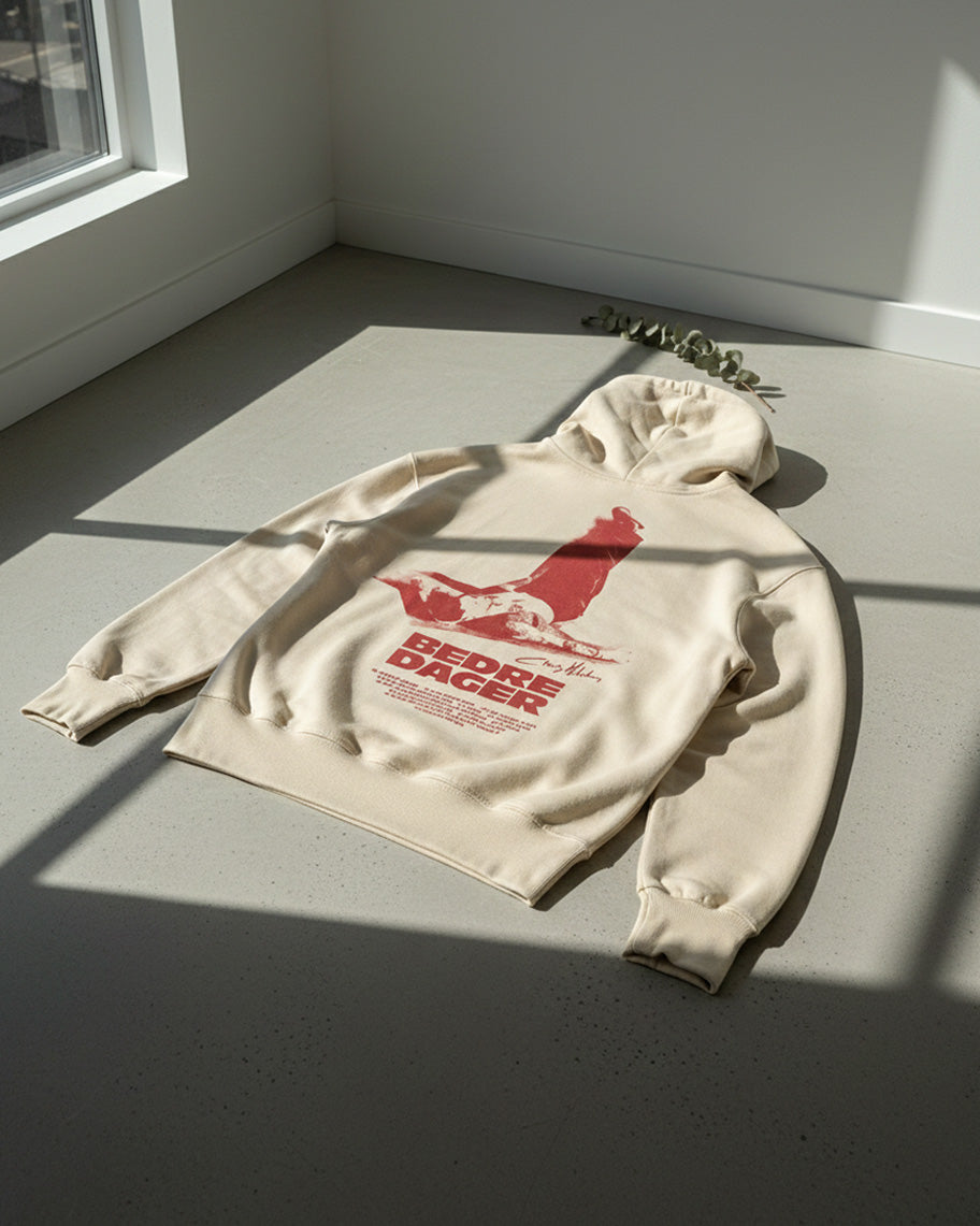 Beige "BEDRE DAGER" Heavy Hettegenser